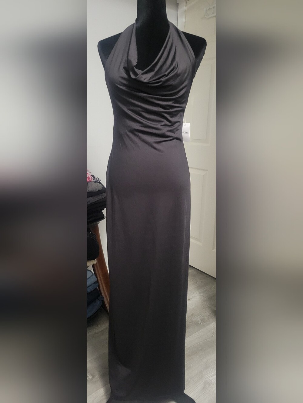 Ardene Medium Black Maxi Cowl Neck Halter Dress
